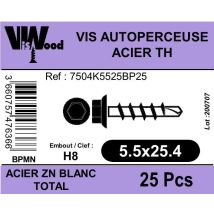 Vis Autoforeuse Diam. 5,5 X 25,4 Mm Boîte De 25 - Viswood - Tecnomat