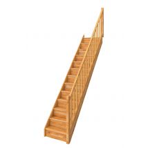 Escalier Hêtre Droit Avec Contremarches Et Rampe À Fuseaux À Gauche Larg.76 Cm - Gimm