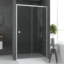 Paroi De Douche Coulissante Blanche L.120 X H.185 Cm Verre Trempé Transparent Ep.5 Mm - Spot