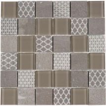 Mosaique 30 X 30 Cm Marbre Verre Gris Beige