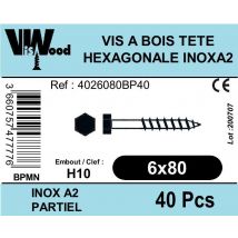 Vis Bois Th Din 571 Inox A2 6x80 X40