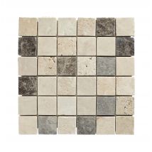 Mosaïque Travertin Mix Gris L.30,5 X L.30,5 Cm