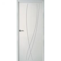 Bloc-porte À Âme Pleine Rainuré Prépeint Cosmo Huisserie Fin De Chantier Poussant Droit Larg.83 Cm