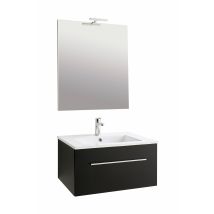 Meuble Sous Vasque Suspendu 1 Tiroir Noir Mat L.60 X P.45 X H.30 Cm - Malika