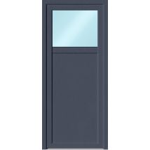 Porte De Service Pvc 1/4 Vitrée Bicolor Poussant Droit H.200 X L.80 Cm