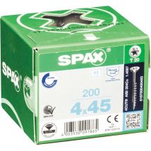 Vis Pro Tête Fraisée Empreinte Torx Filetage Partiel 4 X 45 Mm 200 Pièces Acier Inoxydable - Spax - Bricoman