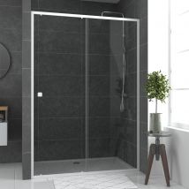 Paroi De Douche Coulissante Blanche L.140 X H.185 Cm Verre Trempé Transparent Ep.5 Mm - Spot