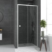 Paroi De Douche Coulissante Blanche L.100 X H.185 Cm Verre Trempé Transparent Ep.5 Mm - Spot