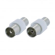 Lot De 2 Raccords Coaxiaux Tv 9,52 Mm Femelle Vers Femelle + Male Vers Male - Sedea - 040465