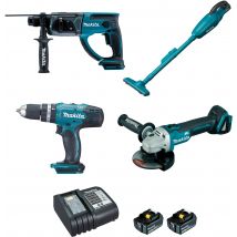 Lot 4 Machines 18v 4ah - Dlx4135s Makita