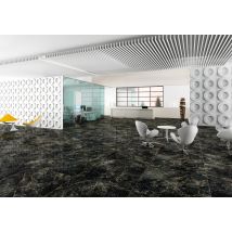 Carrelage Sol Intérieur Effet Marbre L.60x L.120cm - Verdi Noir