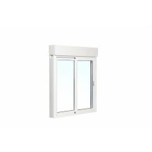Fenêtre Aluminium H.125 X L.120 Cm Coulissant 2 Vantaux Avec Volet Roulant Intégré Blanc