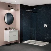 Panneau Mural Étanche Bord Arrondi Marbre Noir Romeo 120 X 260 Cm Nuance - Polyrey