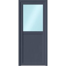 Porte De Service Pvc Demi Vitrée Bicolor Poussant Droit H.200 X L.80 Cm