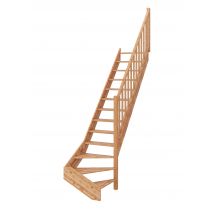 Escalier Hêtre Quart Tournant Droit Rampe À Balustres À Droite Sans Contre-marches - Gimm