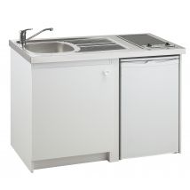 Kitchenette Blanche Avec Domino Vitrocéramique 120 Cm - "eco"