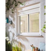 Fenêtre Aluminium H.115 X L.100 Cm Coulissant 2 Vantaux Avec Volet Roulant Intégré Blanc