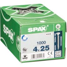 Vis Bois Agglo Tête Fraisée Wirox Empreinte Torx Filetage Total 4 X 25 Mm 1000 Pièces - Spax