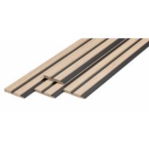 Lot De 4 Panneaux Décoratifs Imitation Tasseaux Bois Chêne Naturel/noir 260 X 9,5 Cm