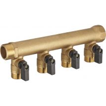 Collecteur Monobloc Avec Vannes 4 Sorties Mâle / Femelle 20 X 27 (3/4") Sorties Mâle 15 X 21 (1/2")
