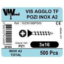 Vis Bois 3x16 Pozidriv Inox A2 Boite De 500