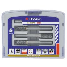 Coffrets 5 Fraises Limes Carbure D.8mm, Queue De 6mm - Tivoly - Bricoman