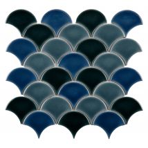 Mosaique 34 X 28 Cm Ecaille Mix Vert/bleu/gris