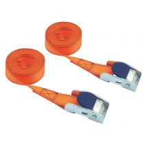 Sangles D'Arrimage À Boucle De Serrage Long. 2,5 M Orange Lot De 2