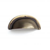 Poignée Coquille Acier Vieux Laiton 76x30mm