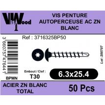 Vis Autoforeuse Diam. 6,3 X 25 Mm Boîte De 50 - Viswood