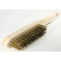 Brosse Métallique À Main Fil Laiton Manche Bois Décapage Doux - 950390 Tecnum