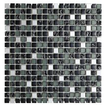 Mosaïque De Verre Et Acier Gris Foncé