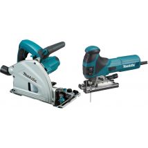 Lot Scie Sauteuse 720 W -4351fct + Scie Plongeante 1300 W Ø 165 Mm -sp6000 - Meu029j Makita