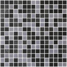 Mosaïque Piscine L.32,70 X L.32,70 Cm - Pool Mix Gris Et Noir