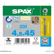 Vis Bardage Inox A2 Diam. 4,5 X 45 Mm Boîte De 200 - Spax