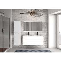 Colonne De Salle De Bain Suspendue 2 Portes Aspect Blanc L.35 X P.35 X H.161 Cm - Atlantis