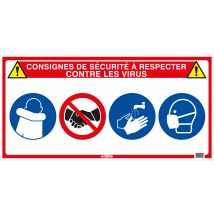 Panneau Consignes Geste Barrière 800x400