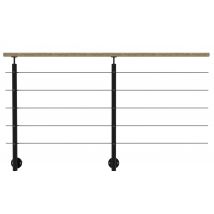 Garde Corps Intérieur Et Extérieur Aluminium Long.2m Noir / Chêne Fixation Au Mur, En Kit Baloxy