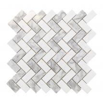 Mosaique 31 X 31 Cm Chevrons Marbre Blanc/gris