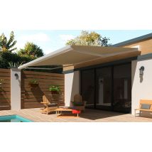 Store Banne Motorisé Blanc Avec Coffre L.4 X P.3 M