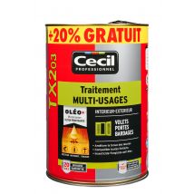 Traitement Bois Multi-usages Volet Porte Bardage Intérieur / Extérieur 5 L + 20 % Gratuit Tx203 - Cecil Pro