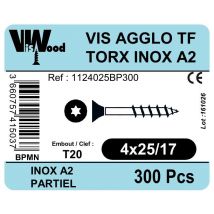 Vis Bois 4x25 Torx Inox A2 Boite De 300
