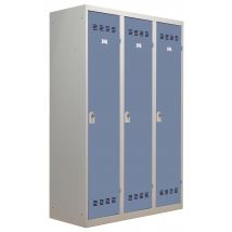 Vestiaire Collectif 3 Portes En Métal Gris Bleu