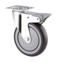 Roulette À Platine Pivotante À Frein Caoutchouc Diam. 100 Mm Haut.135 Mm 80 Kg