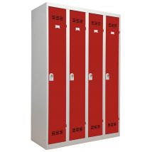 Vestiaire Collectif 4 Portes En Métal Gris Rouge