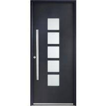 Porte D'Entrée Aluminium Grise Poussant Gauche H.215 X L.90 Cm Fuji