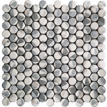 Mosaique 29,7 X 30,5 Cm Geo Ronde Blanc Gris