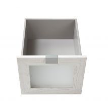 1 Plein Tiroir Toute Hauteur Song Chêne Alaska Avec Cadre En Verre De Larg.36,4 Cm Pour Colonne De Larg.40 Cm