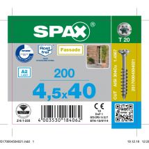 Vis Bardage Inox A2 Diam. 4,5 X 40 Mm Boîte De 200 - Spax