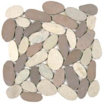 Mosaïque Galets Scie Blanc/beige Xl L.30 X L.30 Cm